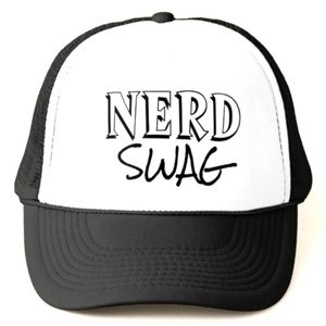 Nerd Swag Snapback Trucker Hat /Cap Black & White